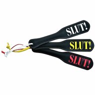 Kiotos Leather - Lederen Paddle Slut - Zwart/Rood