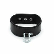 Kiotos Leather - Lederen Collar met Drukknopen en Metalen Beugelsluiting Voorzijde - Zwart