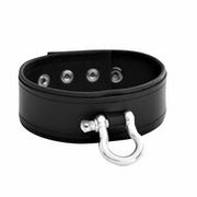 Kiotos Leather - Lederen Collar met Drukknopen en Metalen Beugelsluiting Voorzijde - Zwart