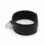 Kiotos Leather - Lederen Collar met Drukknopen en Metalen Beugelsluiting Voorzijde - Zwart