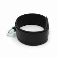 Kiotos Leather - Lederen Collar met Drukknopen en Metalen Beugelsluiting Voorzijde - Zwart
