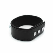 Kiotos Leather - Lederen Collar met Drukknopen en Metalen Beugelsluiting Voorzijde - Zwart