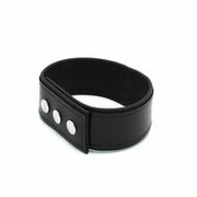 Kiotos Leather - Lederen Collar met Drukknopen en Metalen Beugelsluiting Voorzijde - Zwart