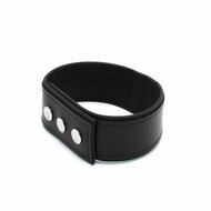 Kiotos Leather - Lederen Collar met Drukknopen en Metalen Beugelsluiting Voorzijde - Zwart