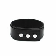 Kiotos Leather - Lederen Collar met Drukknopen en Metalen Beugelsluiting Voorzijde - Zwart