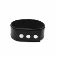 Kiotos Leather - Lederen Collar met Drukknopen en Metalen Beugelsluiting Voorzijde - Zwart