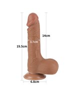 Lovetoy - Dildo Met Sliding Skin Technologie - 19.5 x 3.7 cm - Verwijderbare Zuignap - Medium Huidskleur