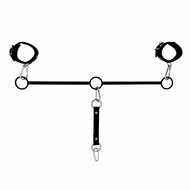 Kiotos Leather - Spreidstang - Bondage Stang - Met Drie RIng-Openingen - Met Handboeien & Enkelboeien