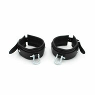 Kiotos Leather - Lederen Enkelboeien met Gesp en Metalen Beugelsluiting - Zwart