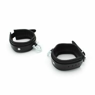 Kiotos Leather - Lederen Enkelboeien met Gesp en Metalen Beugelsluiting - Zwart