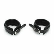 Kiotos Leather - Lederen Enkelboeien met Gesp en Metalen Beugelsluiting - Zwart