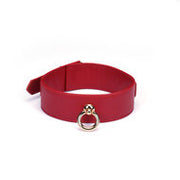 Liebe Seele - Crimson Red - PU Lederen Collar met Leiband - Vegan - Rood/Goud