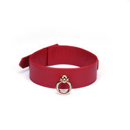 Liebe Seele - Crimson Red - PU Lederen Collar met Leiband - Vegan - Rood/Goud