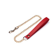 Liebe Seele - Crimson Red - PU Lederen Collar met Leiband - Vegan - Rood/Goud