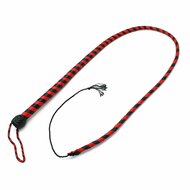 Kiotos Leather - Lederen Single Tail Zweep - 140 cm - Zwart/Rood