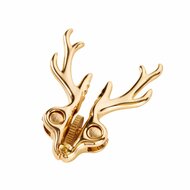 Sevanda - Stag - Tepelklemmen met Hertengewei en Hanger - Goud