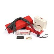 Liebe Seele - Kinbaku Ukiyoe - Lamslederen Flogger - Rood met Zwarte Rozen Print - Iets Héél Bijzonders! - Import uit Japan