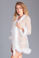 Be Wicked - Bou - Korte Robe met Donsveren - Wit - One Size