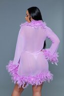 Be Wicked - Lux - Robe met Veren - Lavendel - One Size
