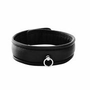 Kiotos - Gevoerde Lederen Collar met Kleine O-ring - Zwart