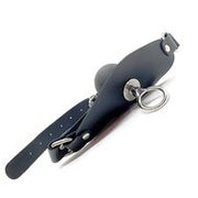 Black Label - Siliconen Ball Gag met Lederen Band en O-ring aan voorkant - Zwart