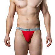 MM - Original Jock Collection - Jockstrap - Tailleband 2,5 cm - Rood/Grijs - Maat XL