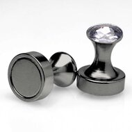 Black Line - Magnetische Power Pins Tepelklemmen met Siersteentje - Zwart