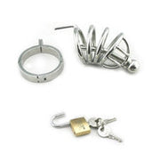 Black Label - Stainless Steel Chastity Cage met Penis Plug