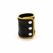665 Leather - Leren Pols Portemonnee met Rits - Zwart/Geel