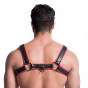 665 Vegan - Bulldog Harnas - PU Leer - Zwart/Rood - Maat 2XL