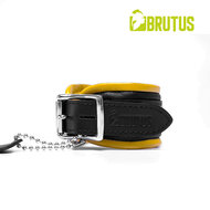 Brutus - Enkelboeien - Zwart Gele Leren Afsluitbare Enkelboeien - Leather Ankle Restraints Black Yellow