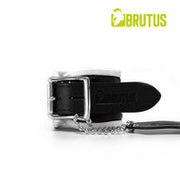 Brutus - Polsboeien - Leren Zwart Witte Handboeien - Afsluitbaar - Leather Wrist Restraints Black White