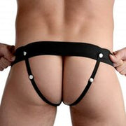 Master Series - Pumper - Opblaasbare Holle Strap-on Dildo met Harnas - Zwart