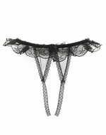 Amorable - Burlesque Tanga Met Open Kruis - Zwart - One Size