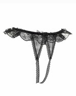 Amorable - Burlesque Tanga Met Open Kruis - Zwart - One Size