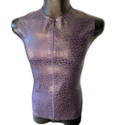 Latex 101  - Latex Herenshirt Mouwloos - Paars met Sahara Print - Maat M