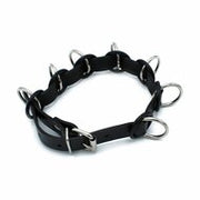 Kiotos - Zwarte Lederen Collar met 7 Statement Ringen