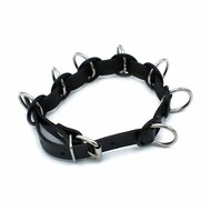 Kiotos - Zwarte Lederen Collar met 7 Statement Ringen
