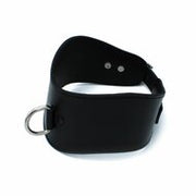 Kiotos - Gecontourde Zwarte Lederen Posture Collar met D-Ring