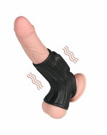 LoveToy - Ridge Knights Ring - Vibrerende Penis en Scrotum Sleeve - diameter 2.8 cm - Zwart