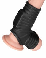 LoveToy - Wave Knights Ring - Vibrerende Penis en Scrotum Sleeve - diameter 2.8 cm - Zwart