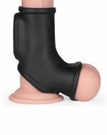LoveToy - Silk Knights Ring - Vibrerende Penis en Scrotum Sleeve - diameter 2.8 cm - Zwart