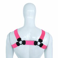 Kiotos - Elastisch Borstharnas - Tuigje - Riemenbody - Roze - Maat S/M