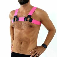 Kiotos - Elastisch Borstharnas - Tuigje - Riemenbody - Roze - Maat S/M