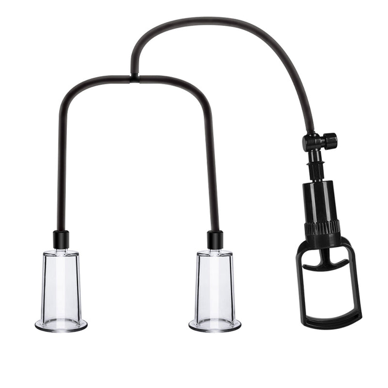 Passion Pump - Tepelzuiger en Borst Pomp Set - Transparant/Zwart-Erotiekvoordeel.nl