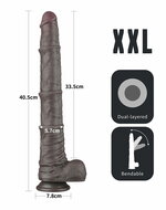 LoveToy - Nature Cock - Dubbellaags Buigbare Dildo met Aders - 40 cm - Bruin