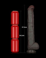 LoveToy - Nature Cock - Dubbellaags Buigbare XXL Dildo - 37.5 cm - Bruin