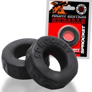 Oxballs - Sprocket Cockring - Night Edition - Siliconen/TPR - Zwart