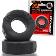 Oxballs - Sprocket Cockring - Night Edition - Siliconen/TPR - Zwart