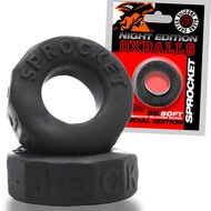 Oxballs - Sprocket Cockring - Night Edition - Siliconen/TPR - Zwart